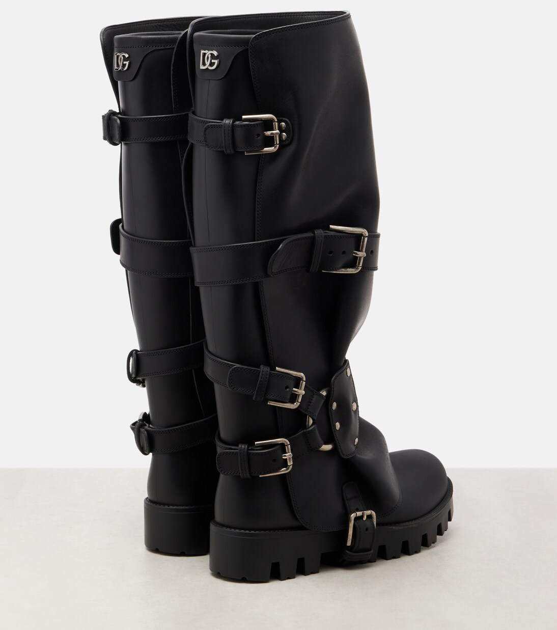 Leather biker boots in black - Dolce Gabbana | Mytheresa