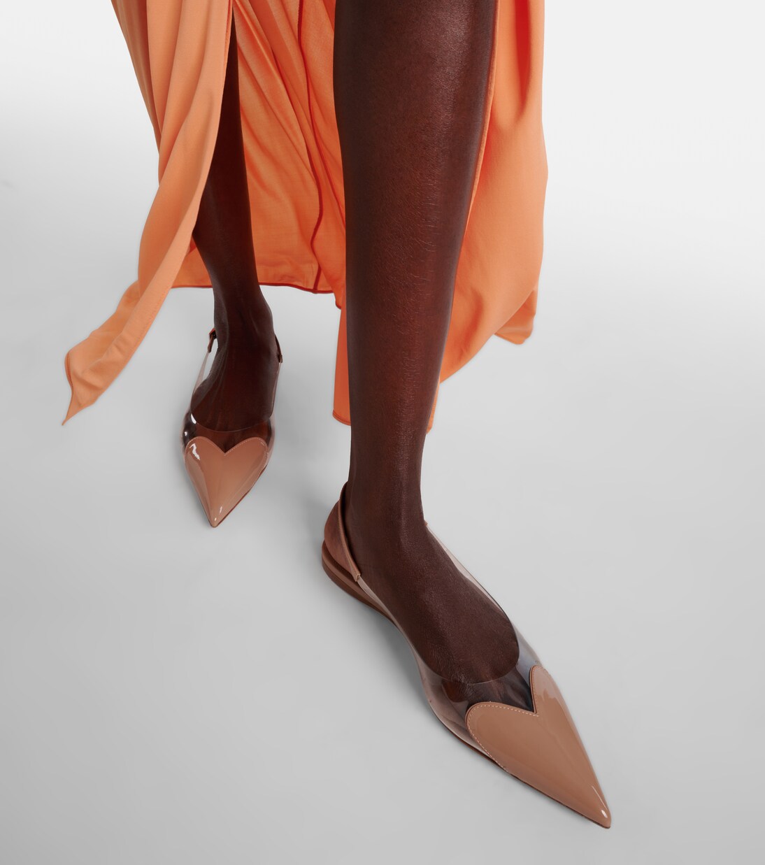 Le Cœur patent leather and PU slingback flats in beige - Alaia