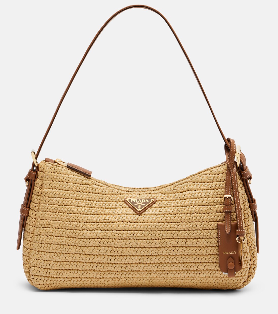Prada Aimée Large crochet shoulder bag in neutrals - Prada | Mytheresa