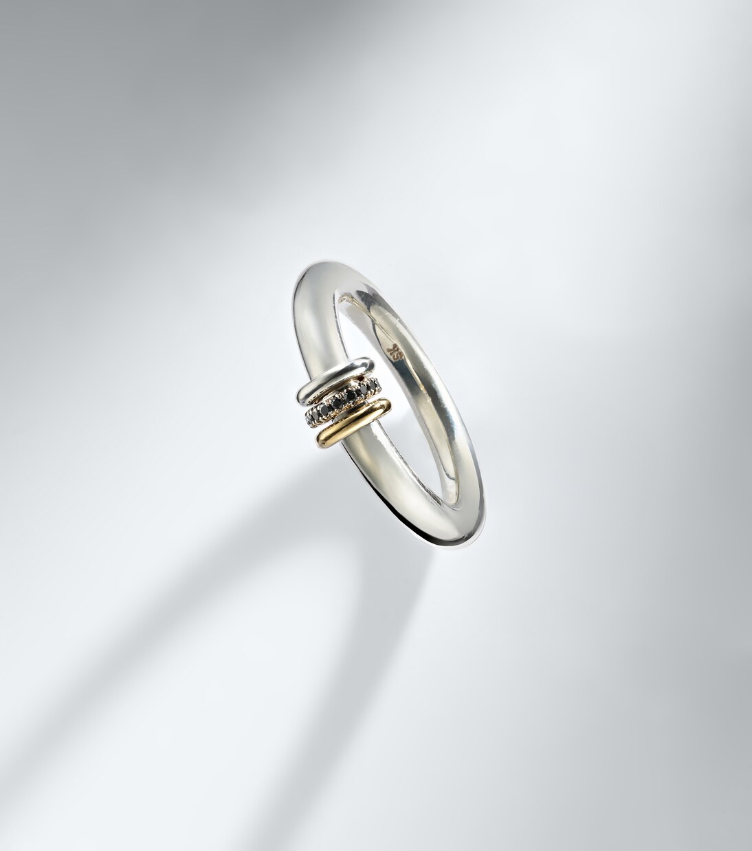 Sirius Max sterling silver and 18tk gold ring with black diamonds