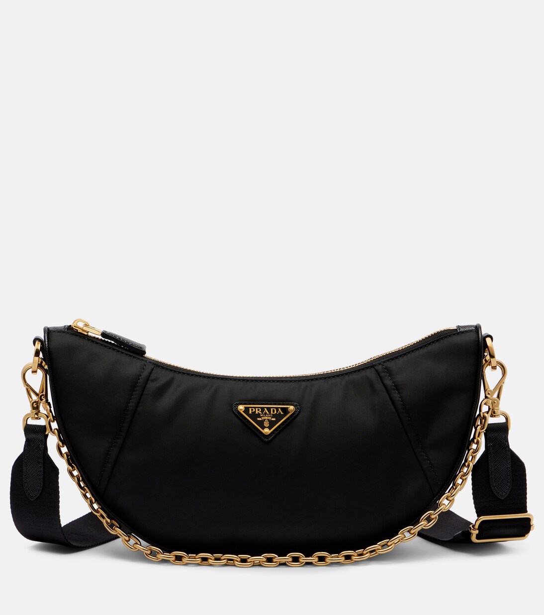 Prada Demi-Lune Re-Nylon shoulder bag in black - Prada | Mytheresa
