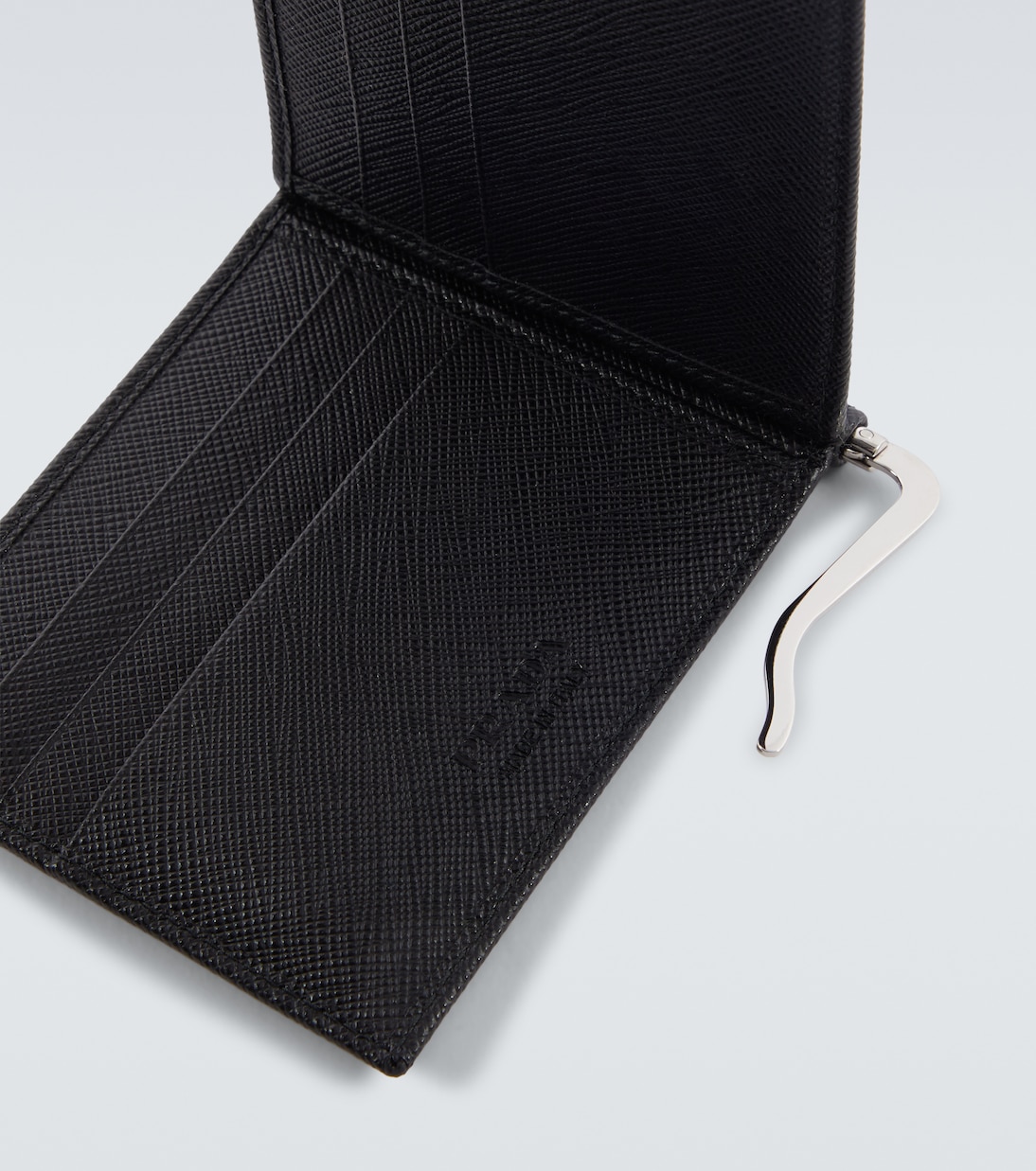 Saffiano metal money clip wallet in black - Prada | Mytheresa