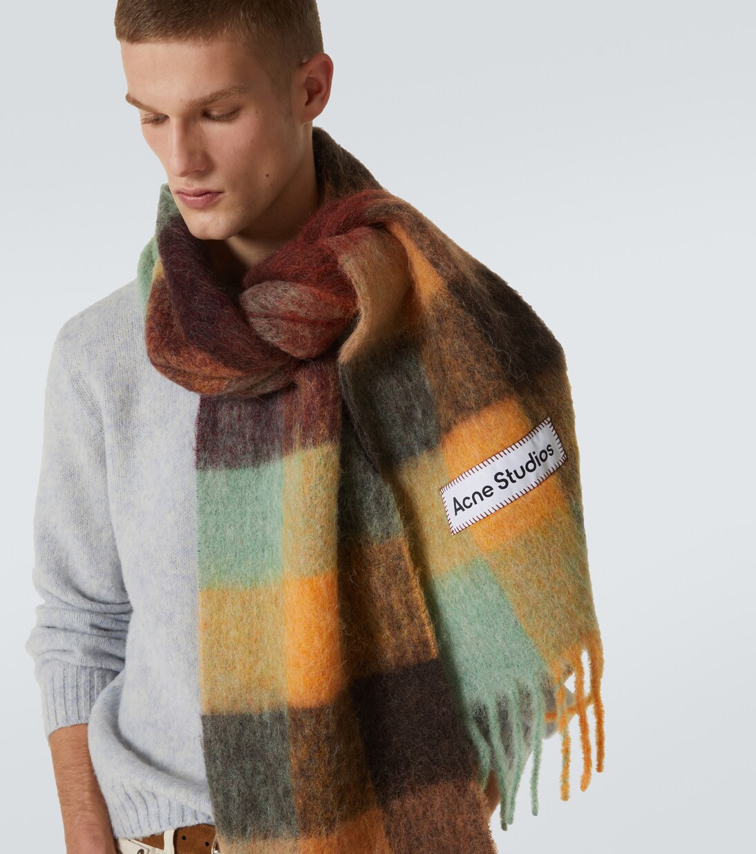 Vally alpaca-blend checked scarf in multicoloured - Acne Studios