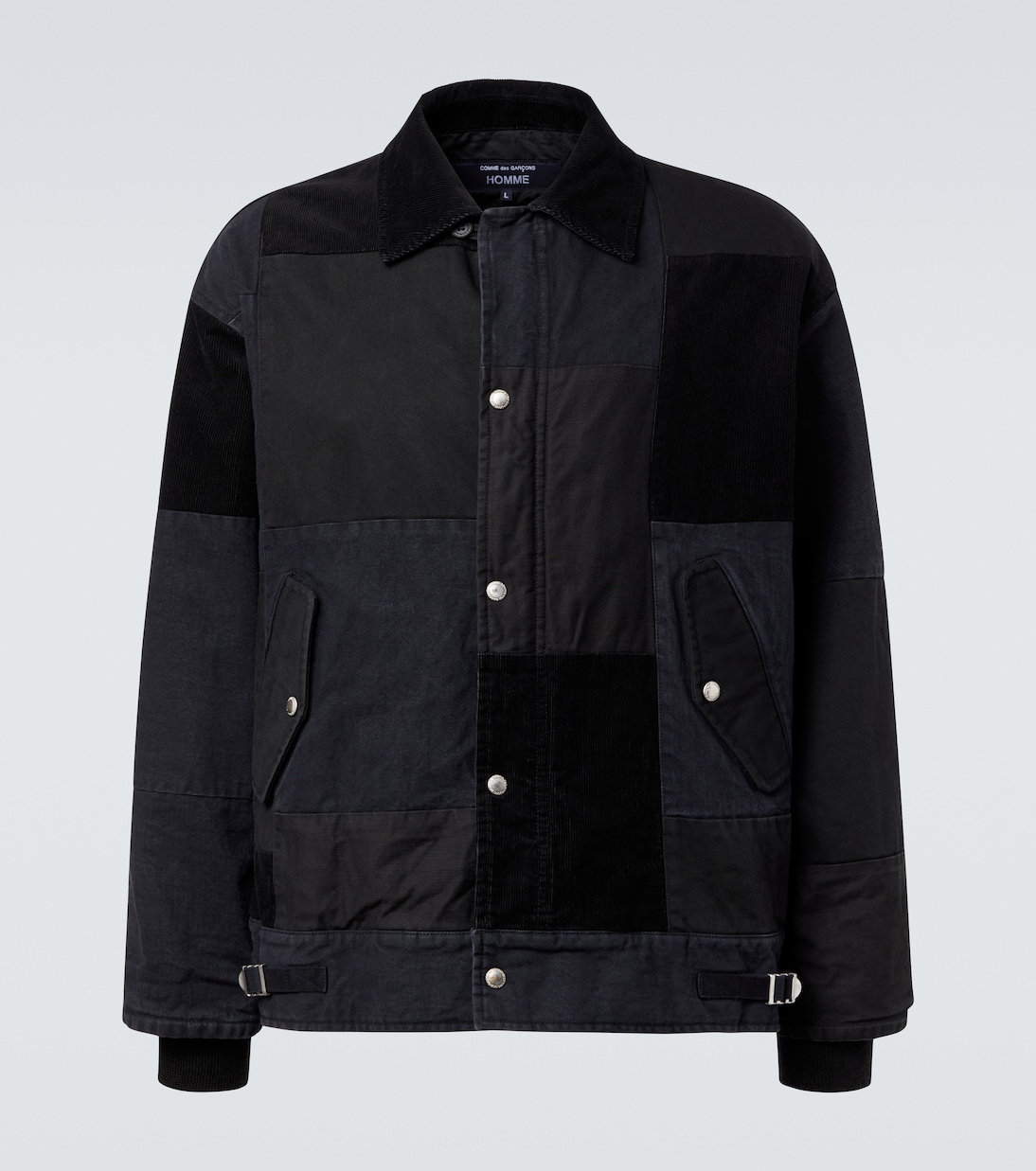 Paneled cotton Oxford jacket in black - Comme Des Garcons Homme
