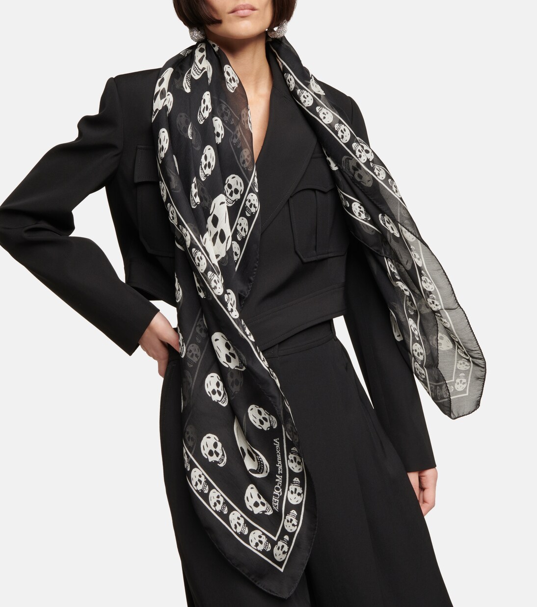 Printed silk scarf in white - Mc Queen | Mytheresa