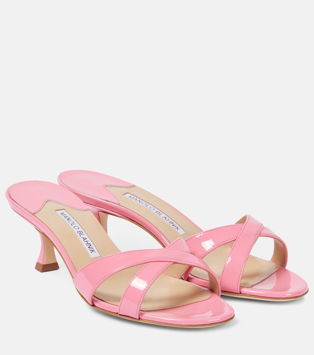 Callamu 50 patent leather sandals in pink - Manolo Blahnik | Mytheresa