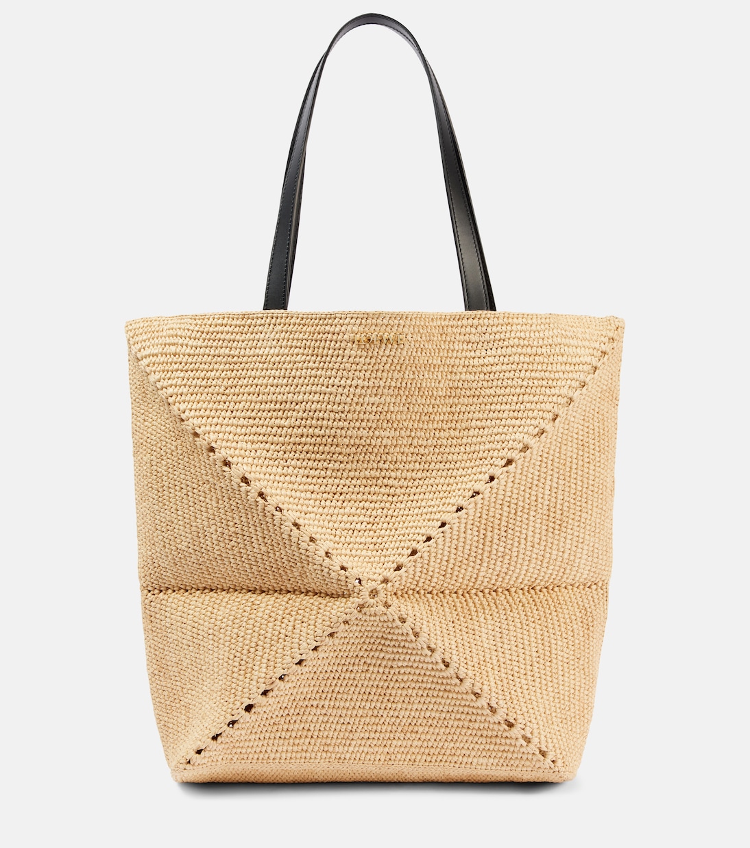 Paula's Ibiza Puzzle Fold XL raffia tote bag in beige - Loewe