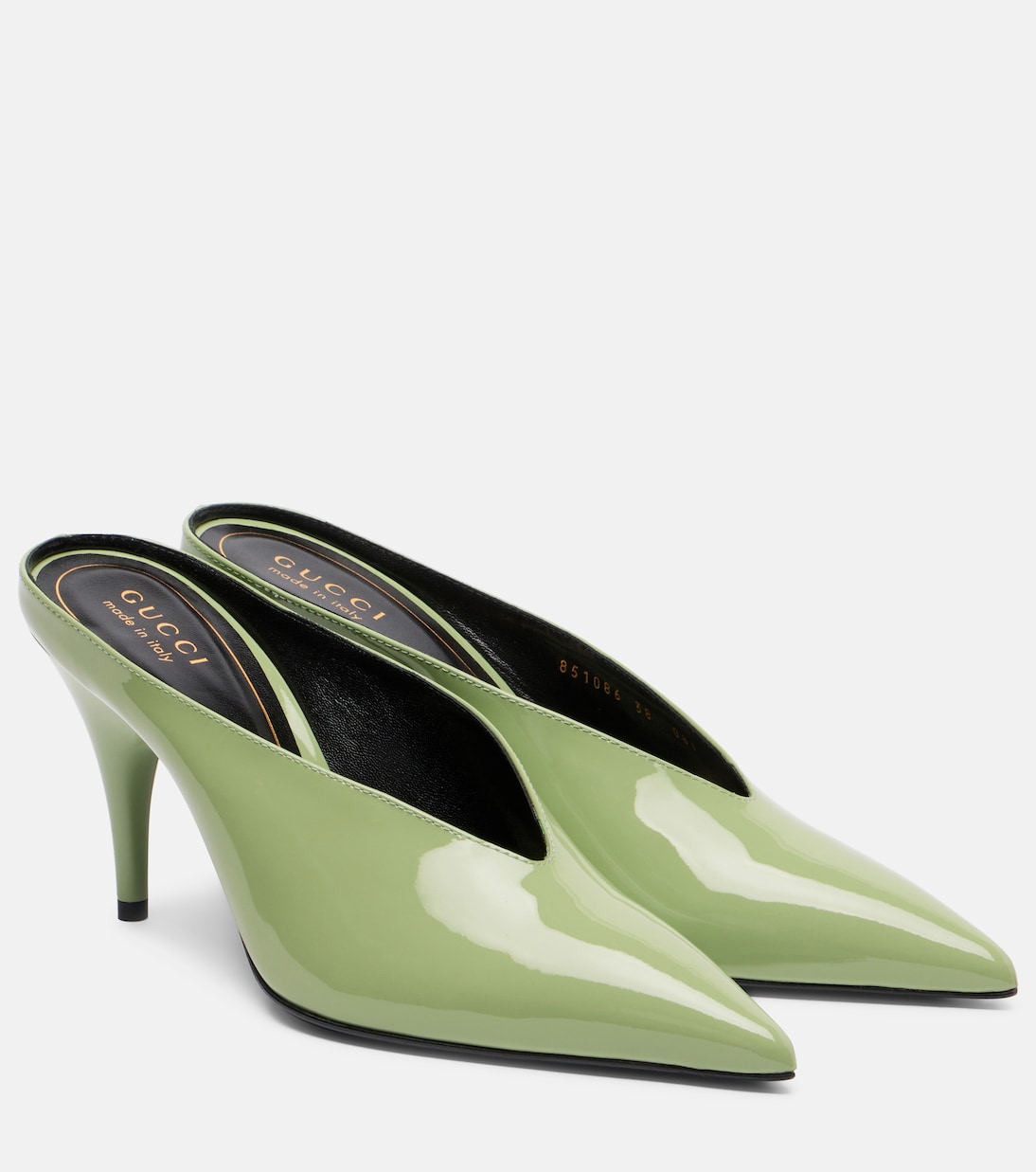 Gucci 97 85 patent leather mules in green - Gucci | Mytheresa