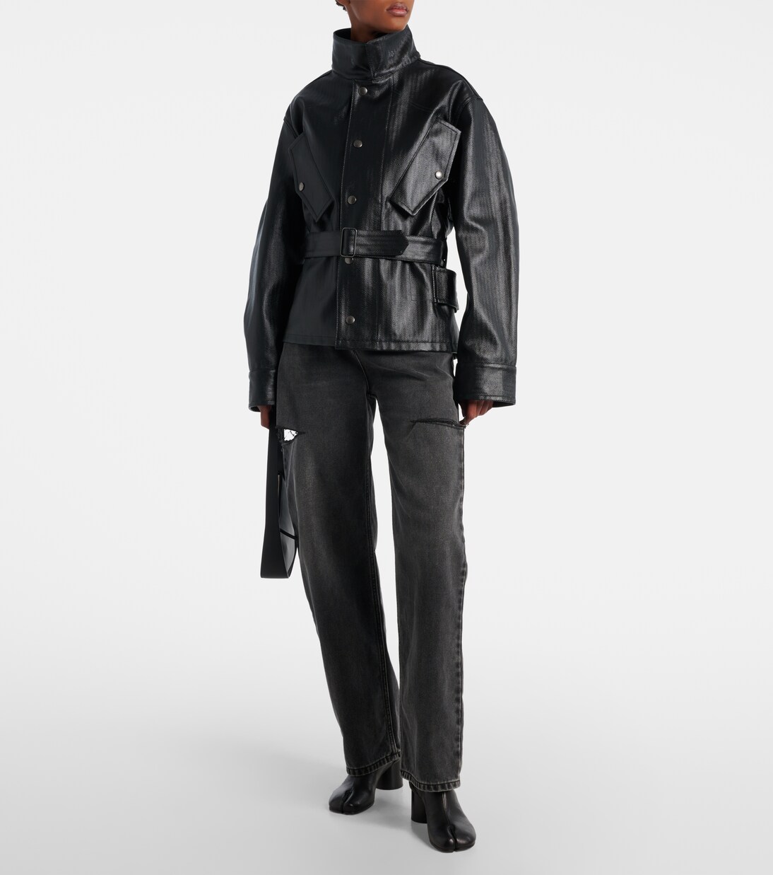 Herringbone cotton jacket in black - Maison Margiela | Mytheresa