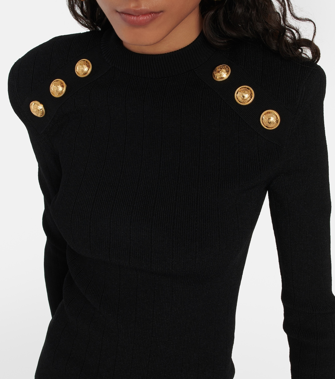 Embellished knit sweater in black - Balmain | Mytheresa