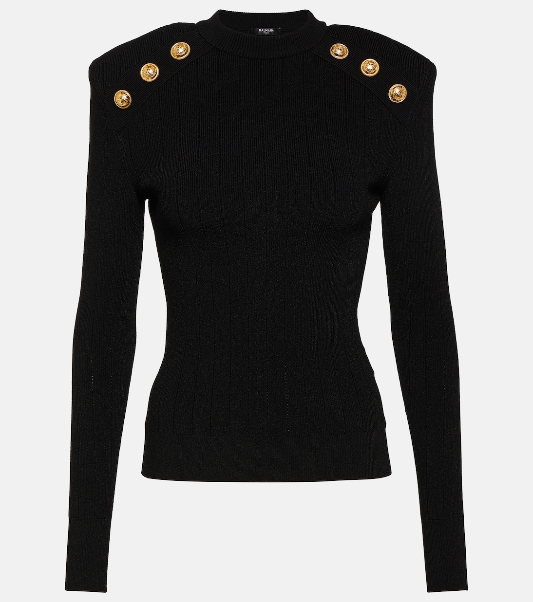 Embellished knit sweater in black - Balmain | Mytheresa