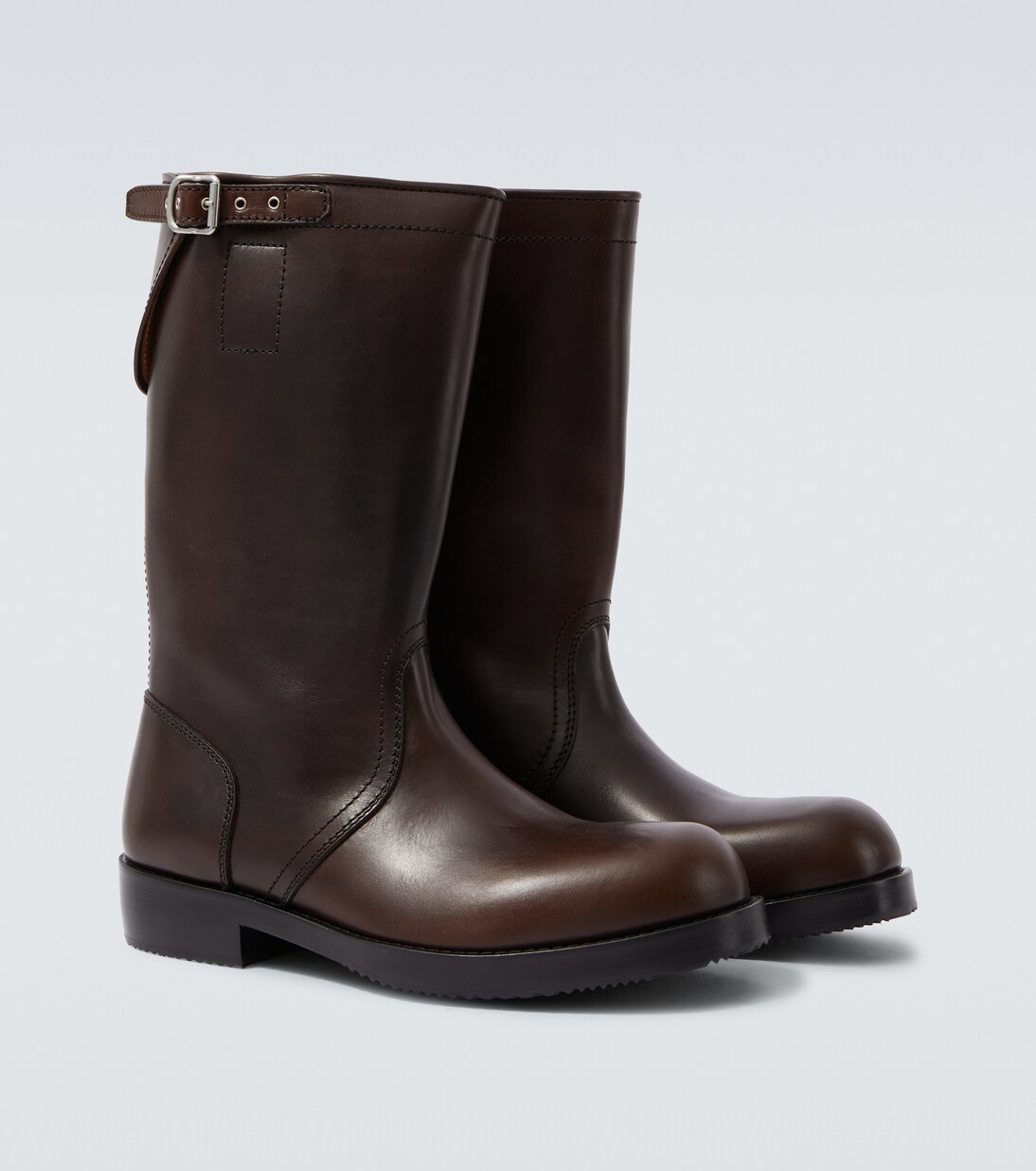 Leather biker boots in brown - Dries Van Noten | Mytheresa