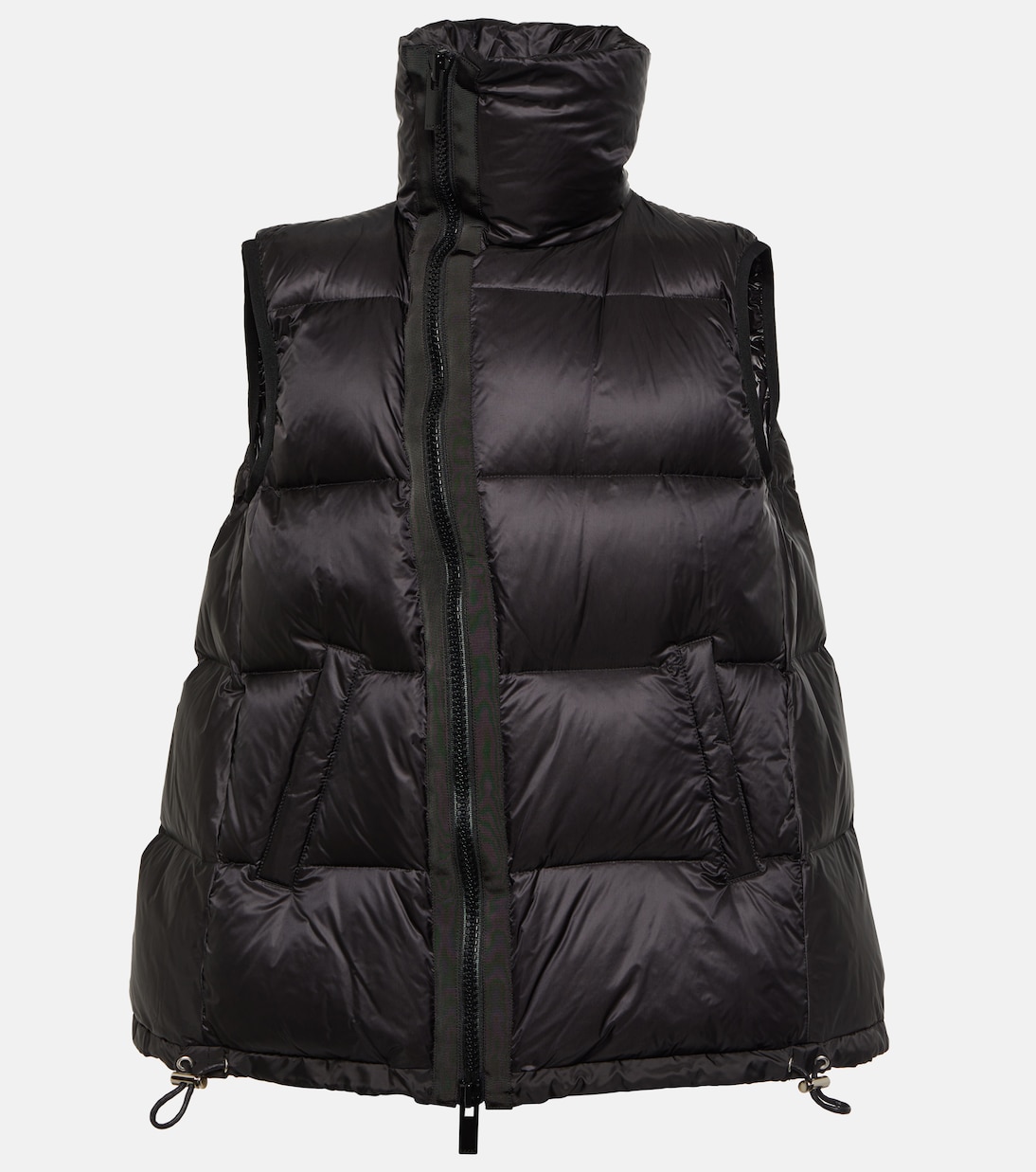 Asymmetric quilted down vest in black - Sacai | Mytheresa