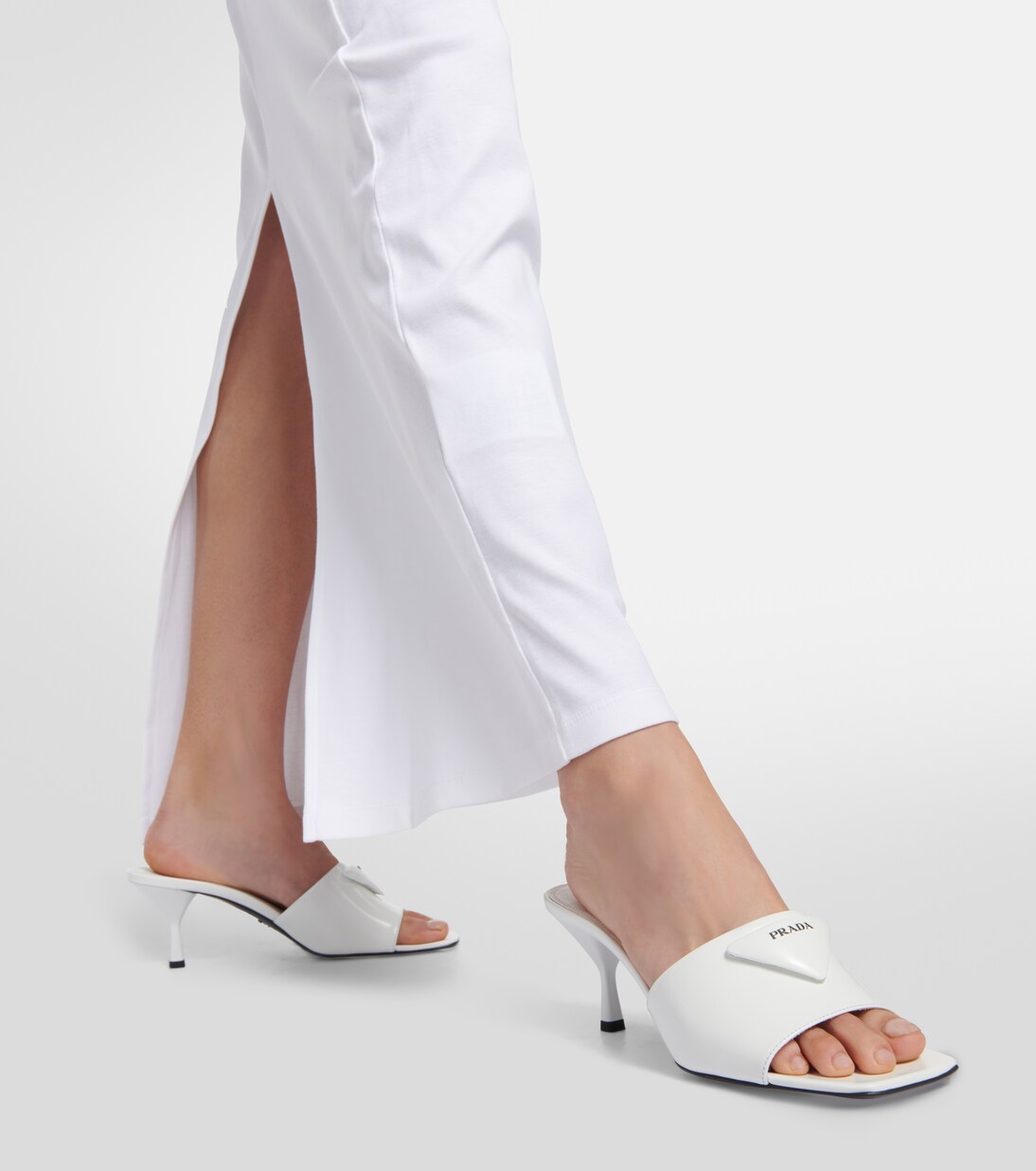 Leather sandals in white - Prada | Mytheresa
