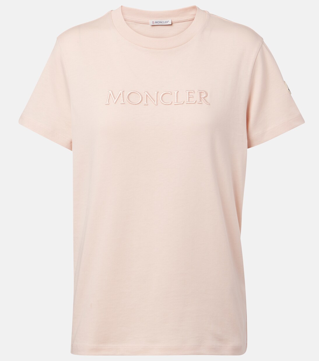 Logo cotton T-shirt in pink - Moncler | Mytheresa