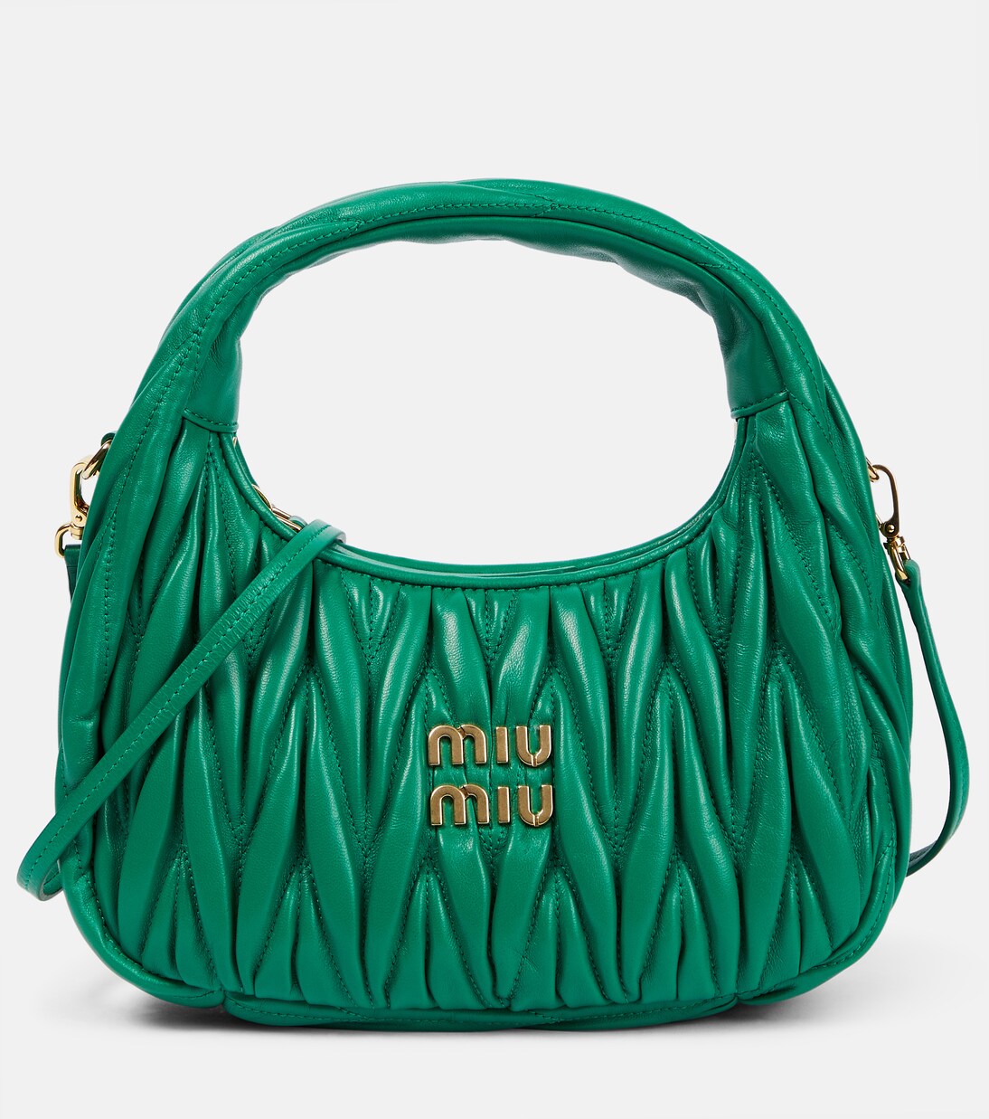 Miu Wander matelassé shoulder bag in green - Miu Miu | Mytheresa