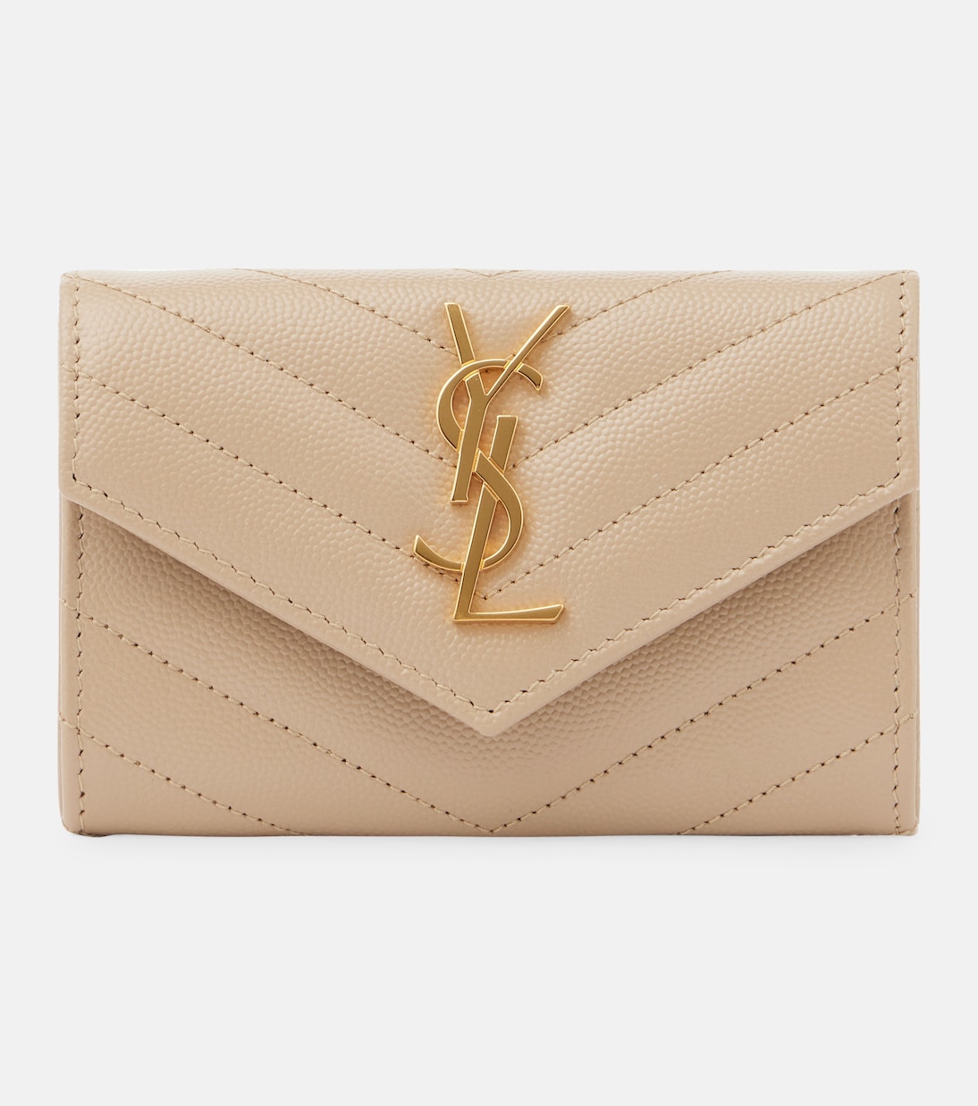 Monogram Small leather wallet in beige - Saint Laurent | Mytheresa