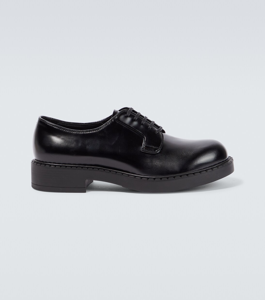 Brushed leather Derby shoes in black - Prada | Mytheresa