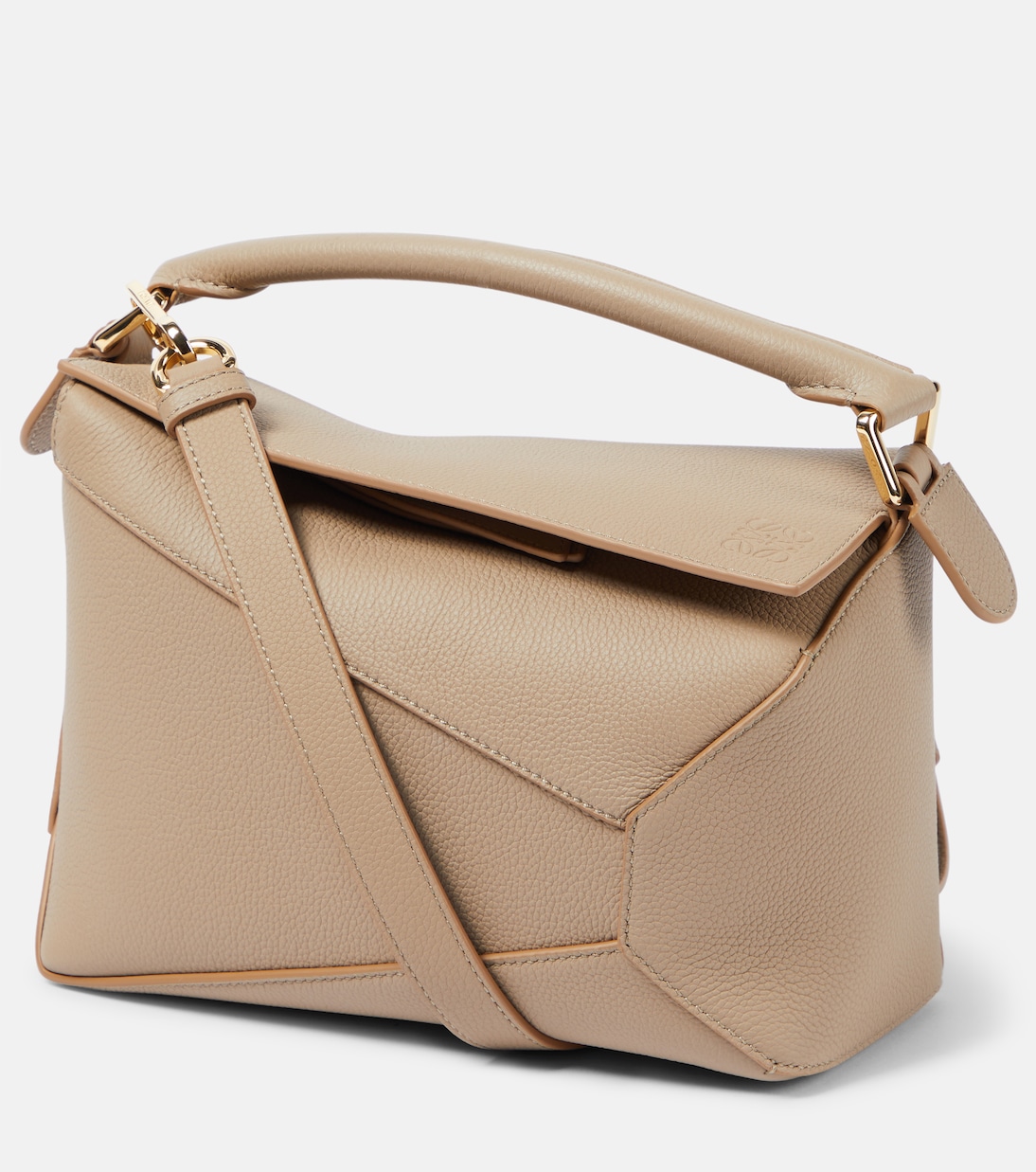 Puzzle Edge Small leather tote bag in beige - Loewe | Mytheresa