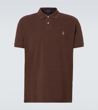 Logo embroidered cotton piqué polo shirt in blue - Polo Ralph