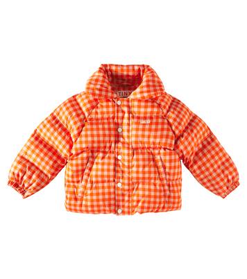 Vichy padded checked cotton jacket in orange - Tinycottons | Mytheresa