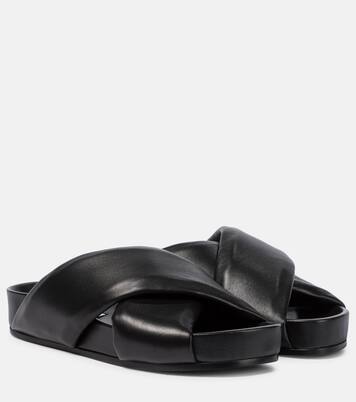 Quilted leather sandals in black - Jil Sander | Mytheresa