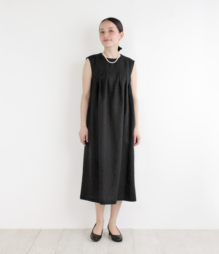 nofl】リトアニアリネンタックノースリーブワンピース 644212040