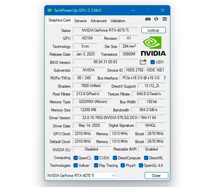 GPU-Z v2.66.0 ya disponible: Para las GeForce RTX 5060 y Radeon RX