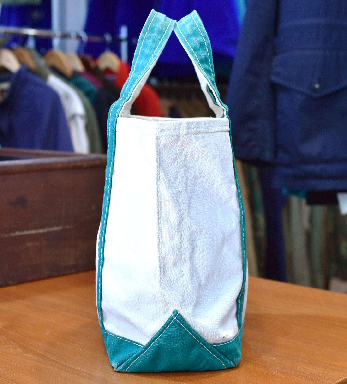 80's【ビンテージ】【L.L.bean】オールド【エルエルビーン】白x緑