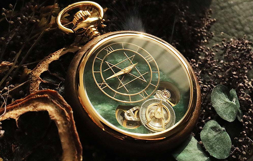POCKET WATCH MODEL 懐中時計/ターコイズ 45mm サンダルウッド天然木