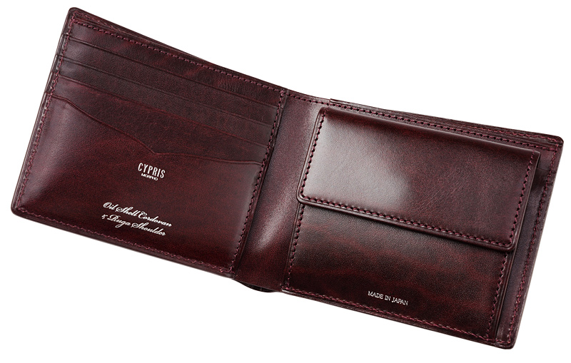 キプリス】二つ折り財布(小銭入れ付き札入)□オイルシェルコードバン