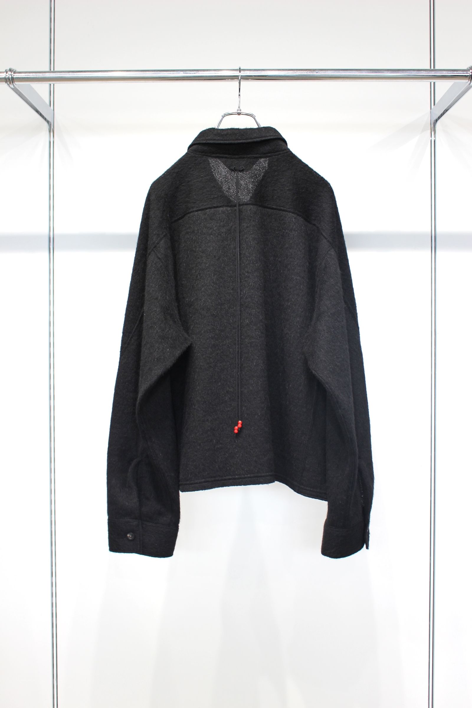 ANCELLM - SHAGGY ZIP UP SHIRT | BLACK | ジップアップシャツ | NapsNote