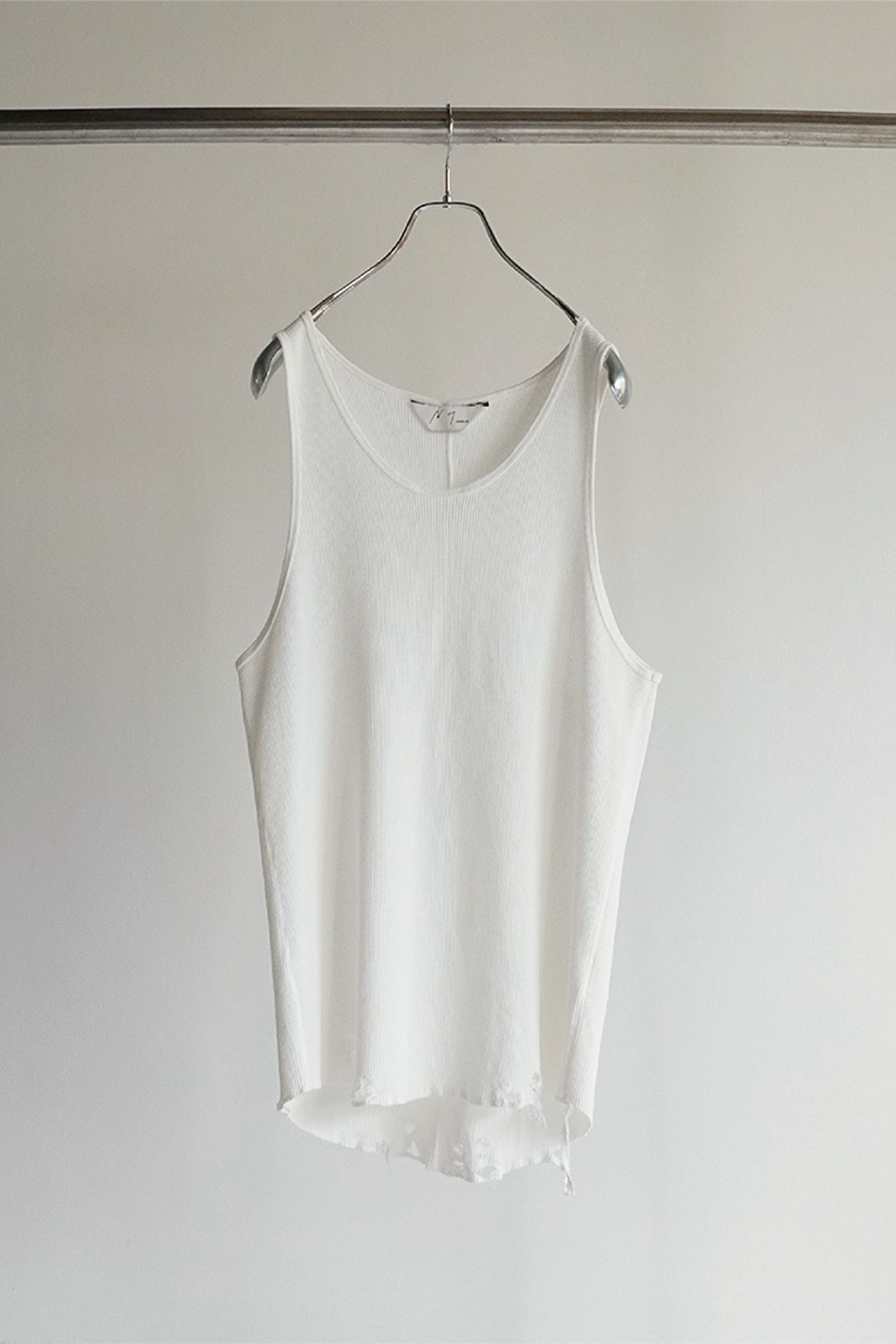 ANCELLM - DAMAGE WAFFLE TANK TOP/WHITE | NapsNote