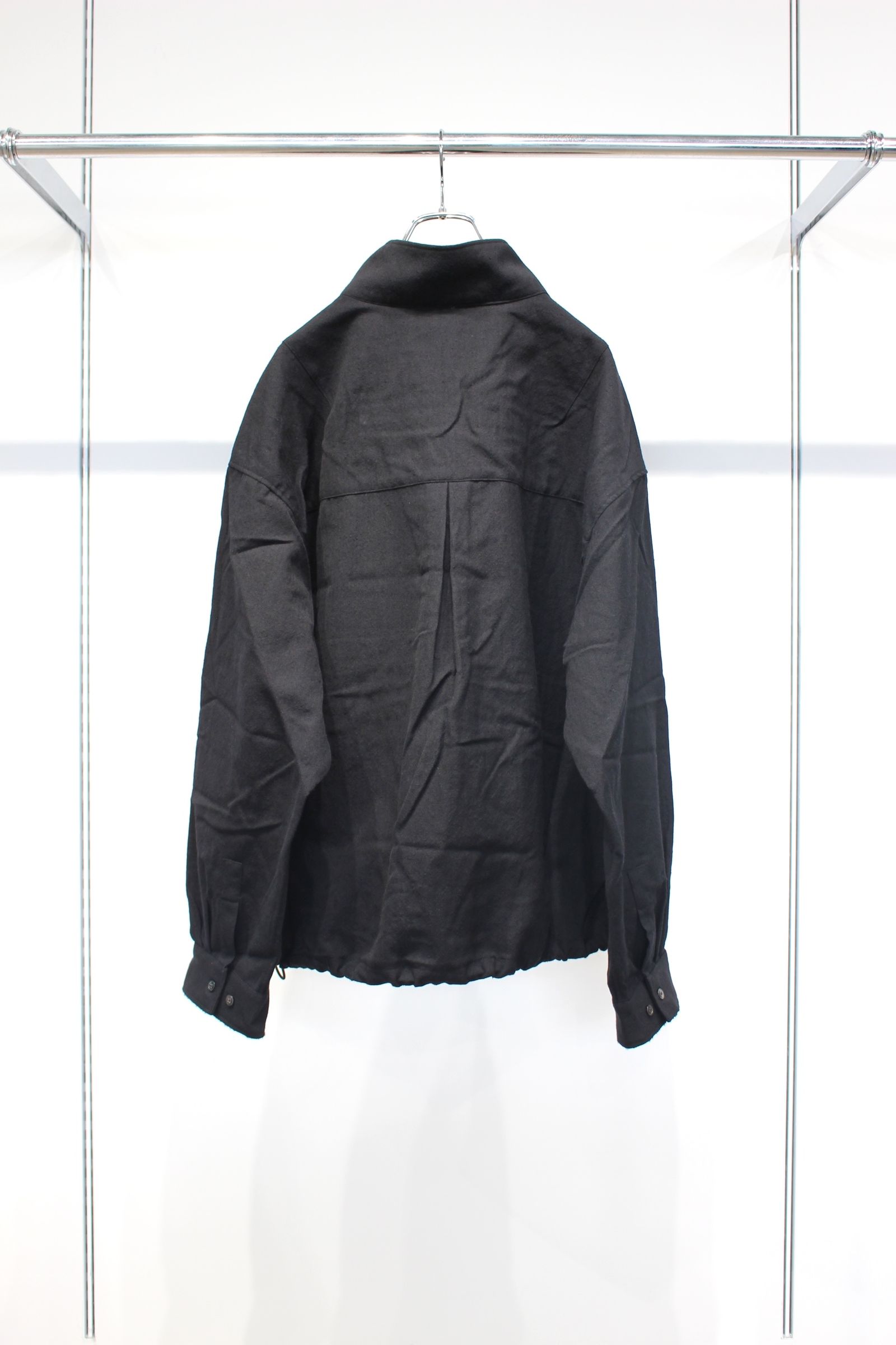 ANCELLM - WOOL HALF ZIP PULL OVER SHIRT | BLACK | ハーフジップ