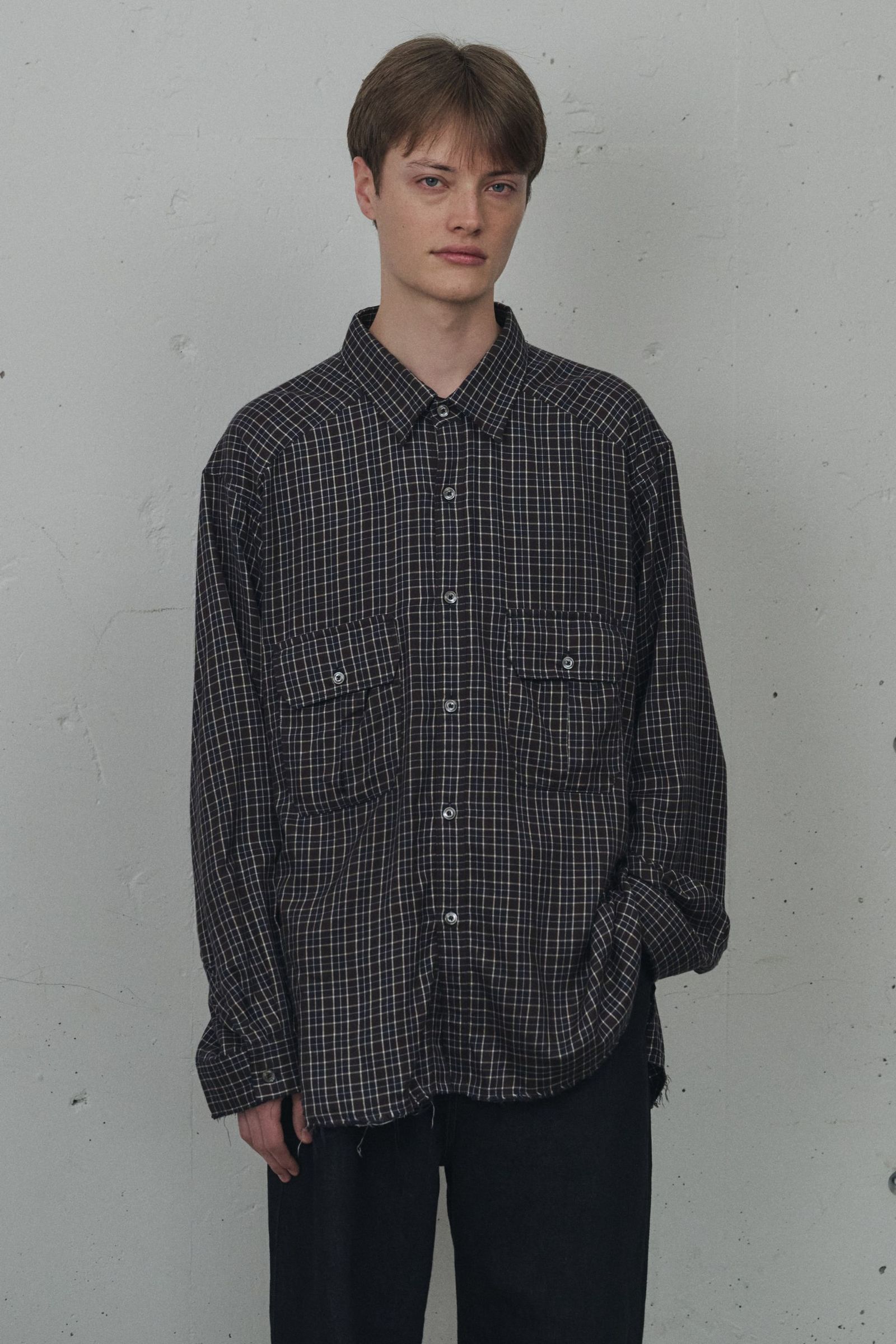 ANCELLM - NEL CHECK OVER WORK SHIRT | NAVY | ネルシャツ | NapsNote