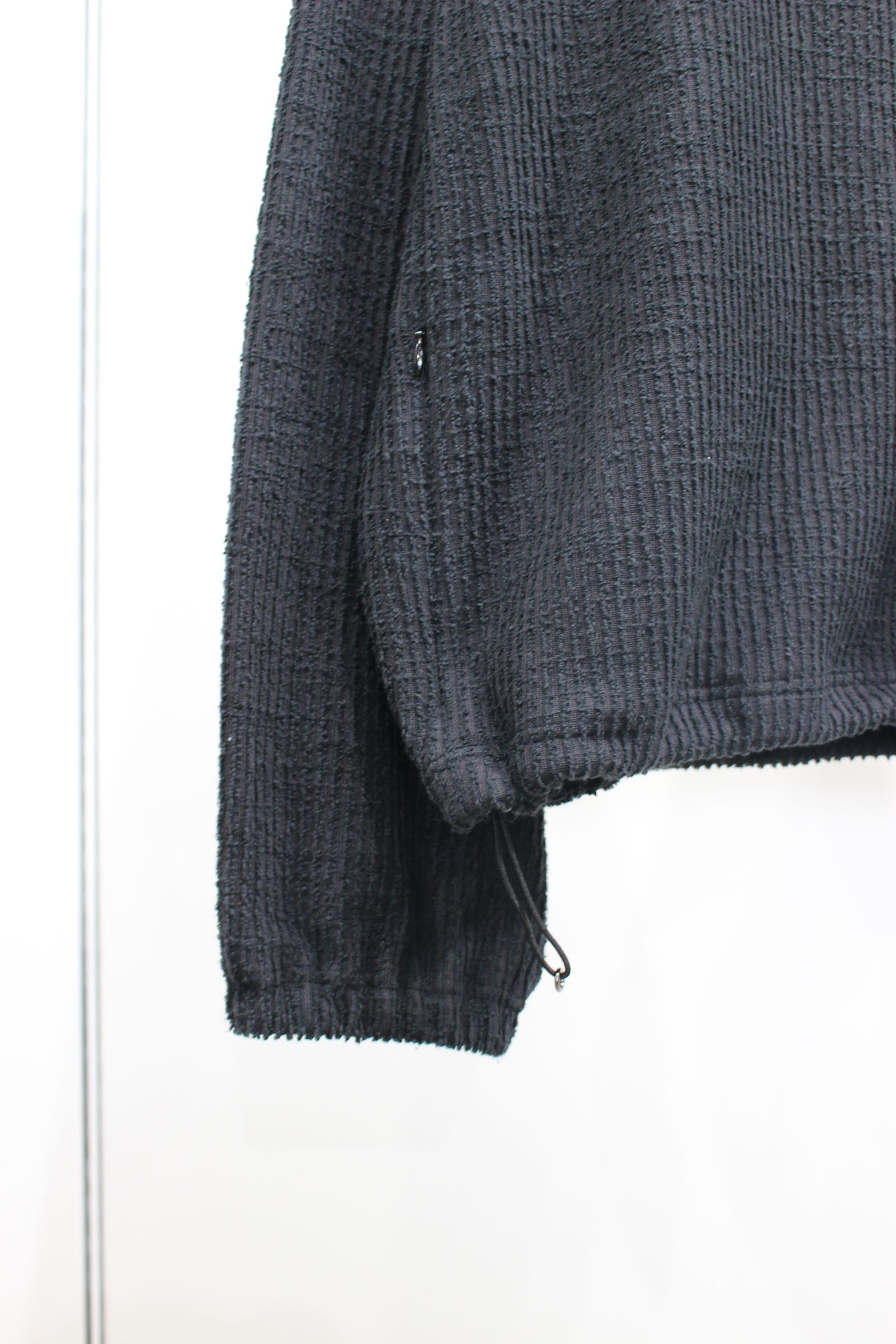 ANCELLM - CUT STRIPE HALF ZIP PULL OVER SHIRT | BLACK | ハーフ