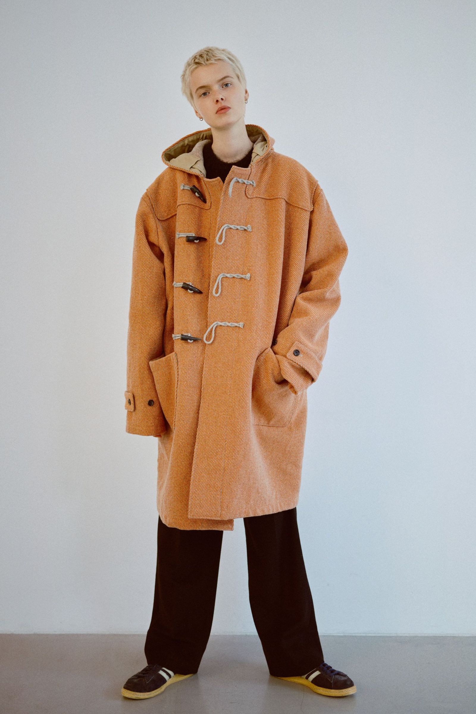 INTERIM - HYPER BIG CASHMERE HEAVY ROYAL NAVY DUFFEL COAT | ORANGE