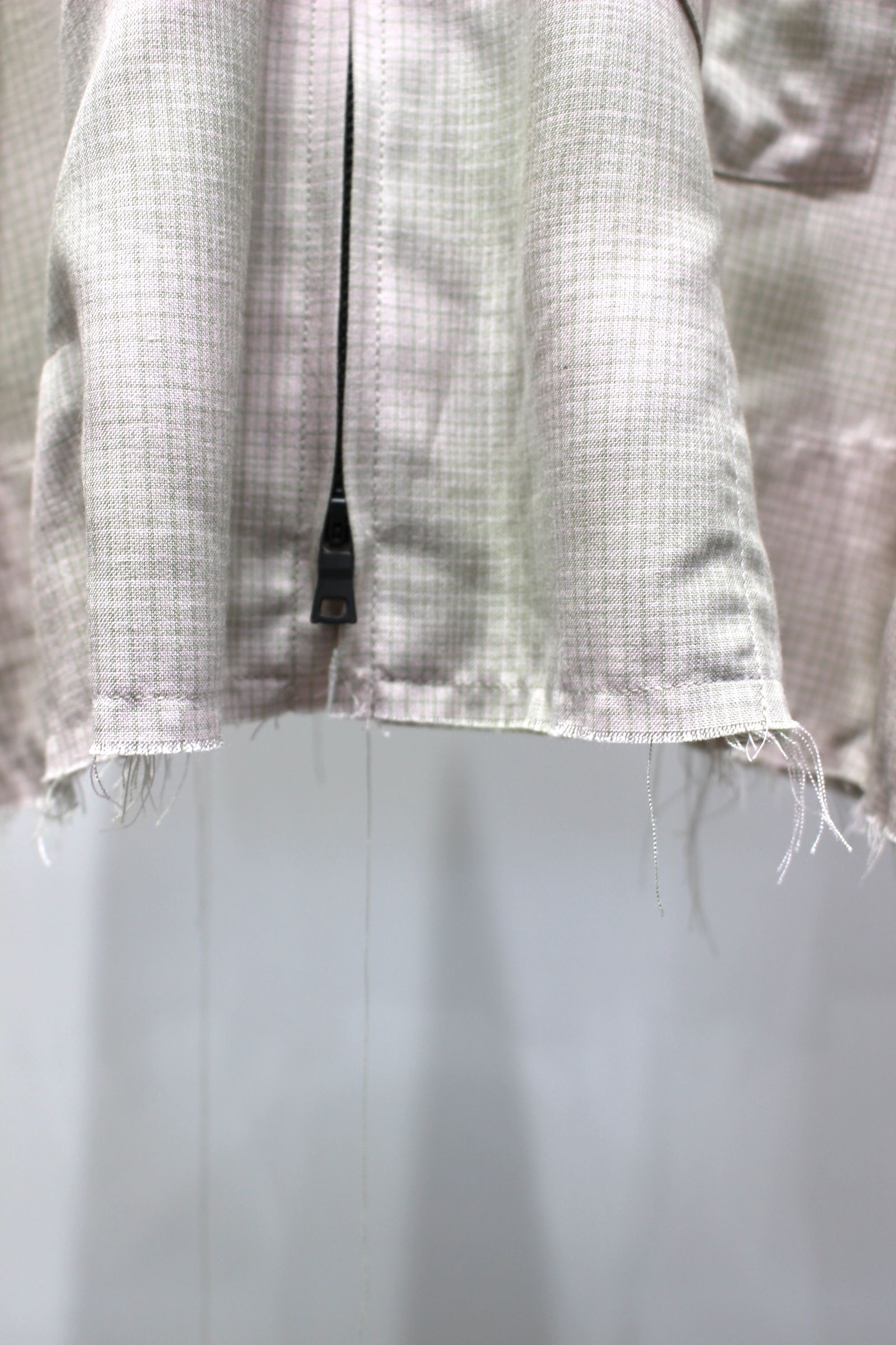 ANCELLM - OMBRECHECK SHORT ZIPUP SHIRT | PINK | ジップアップシャツ