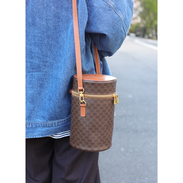 CELINE セリーヌ マカダム ショルダーバッグ 中古(ブラウン): VINTAGE