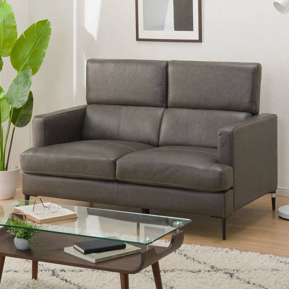 2人掛けソファ 本革(一部合成皮革)タイプ (サザーラC2 DGY) | ニトリ