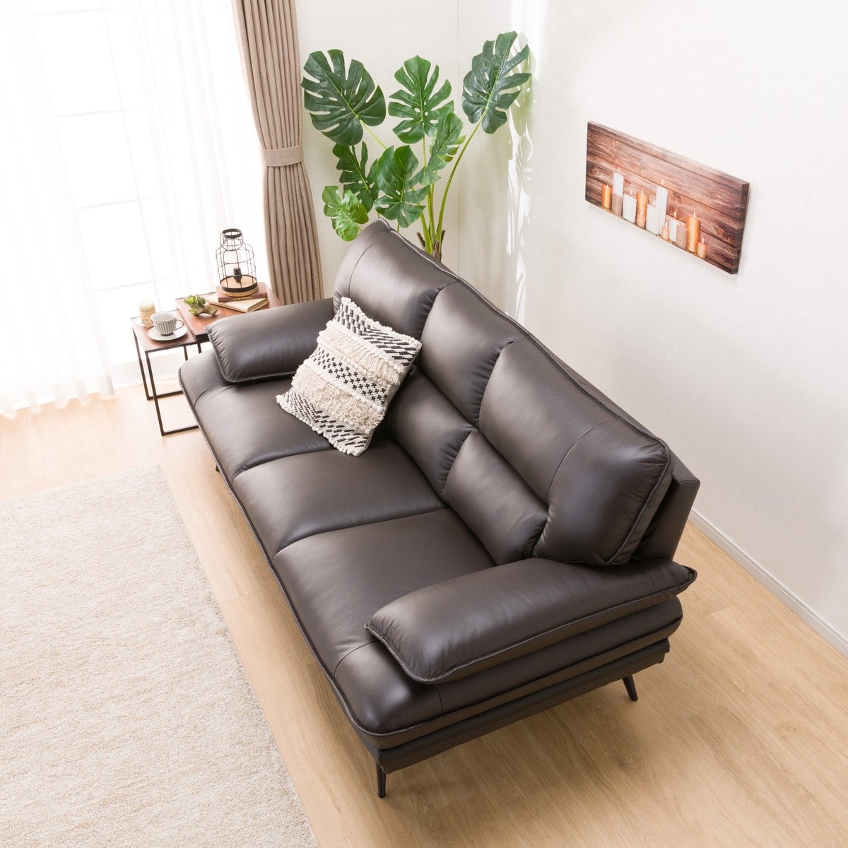 3人掛けソファ 本革(一部合成皮革)タイプ (ロゾKD DBR) | ニトリネット