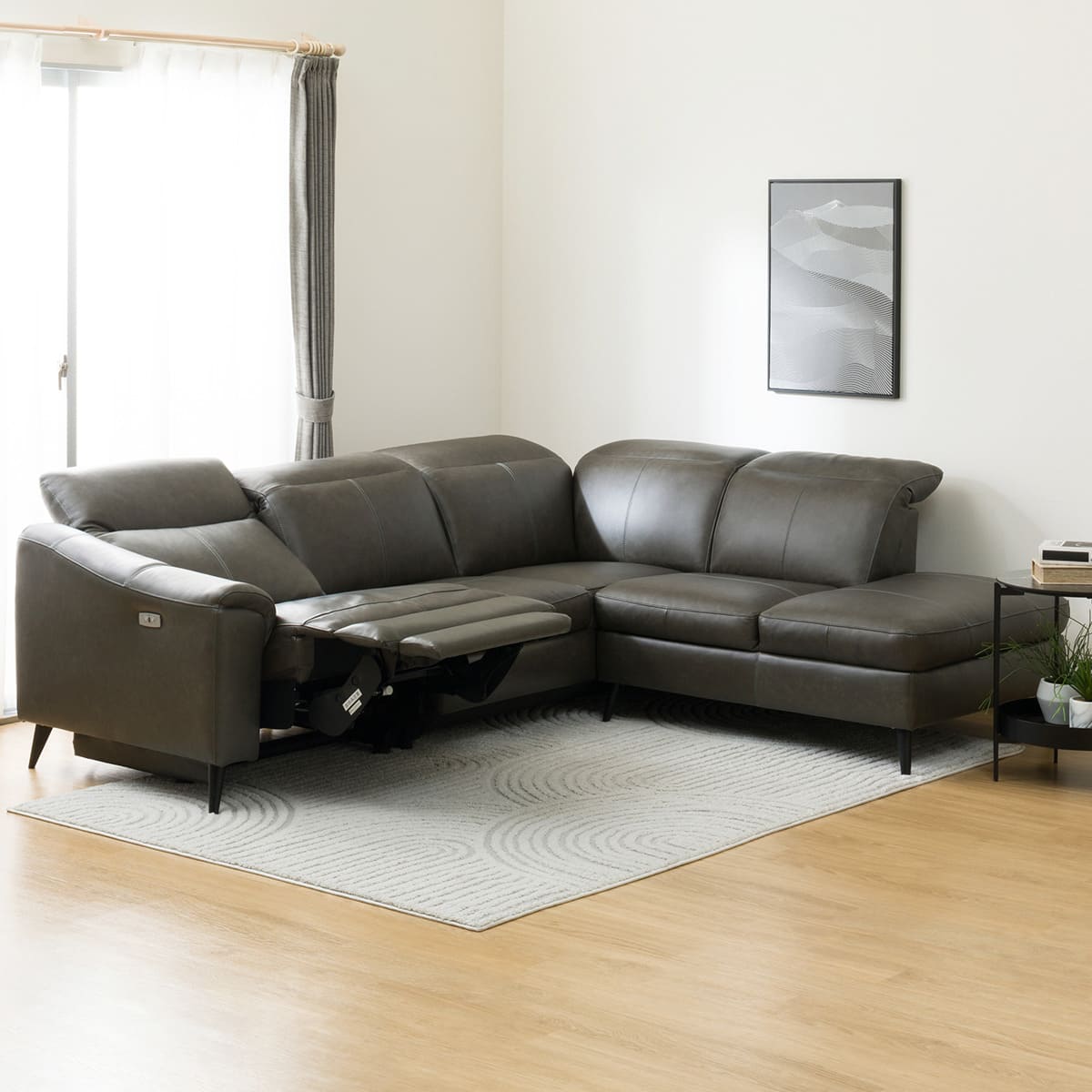 電動リクライニングコーナーソファ 本革(一部合成皮革)タイプ (LB066