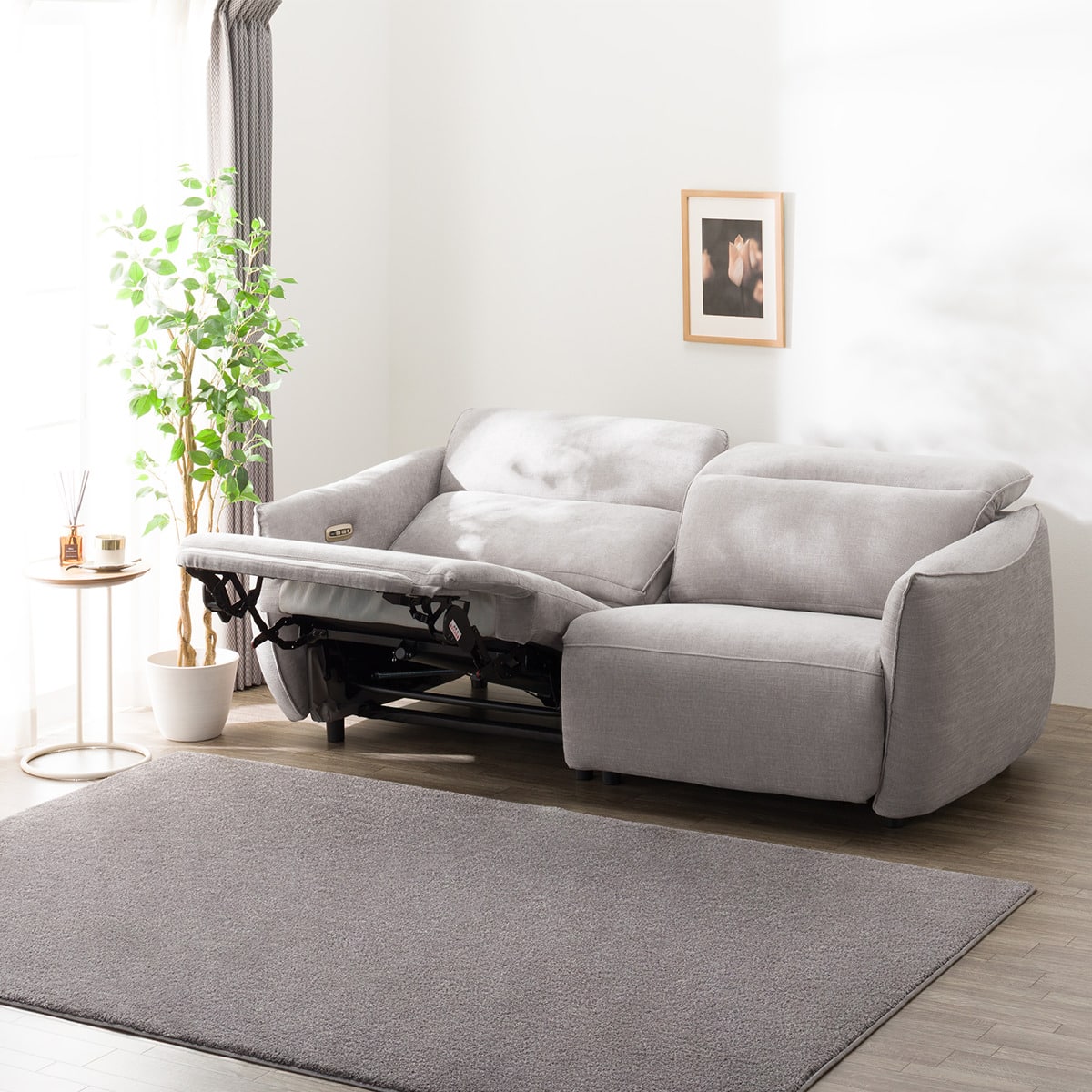 3人掛け電動リクライニングソファ 布張りタイプ (LE09 2モーター LGY