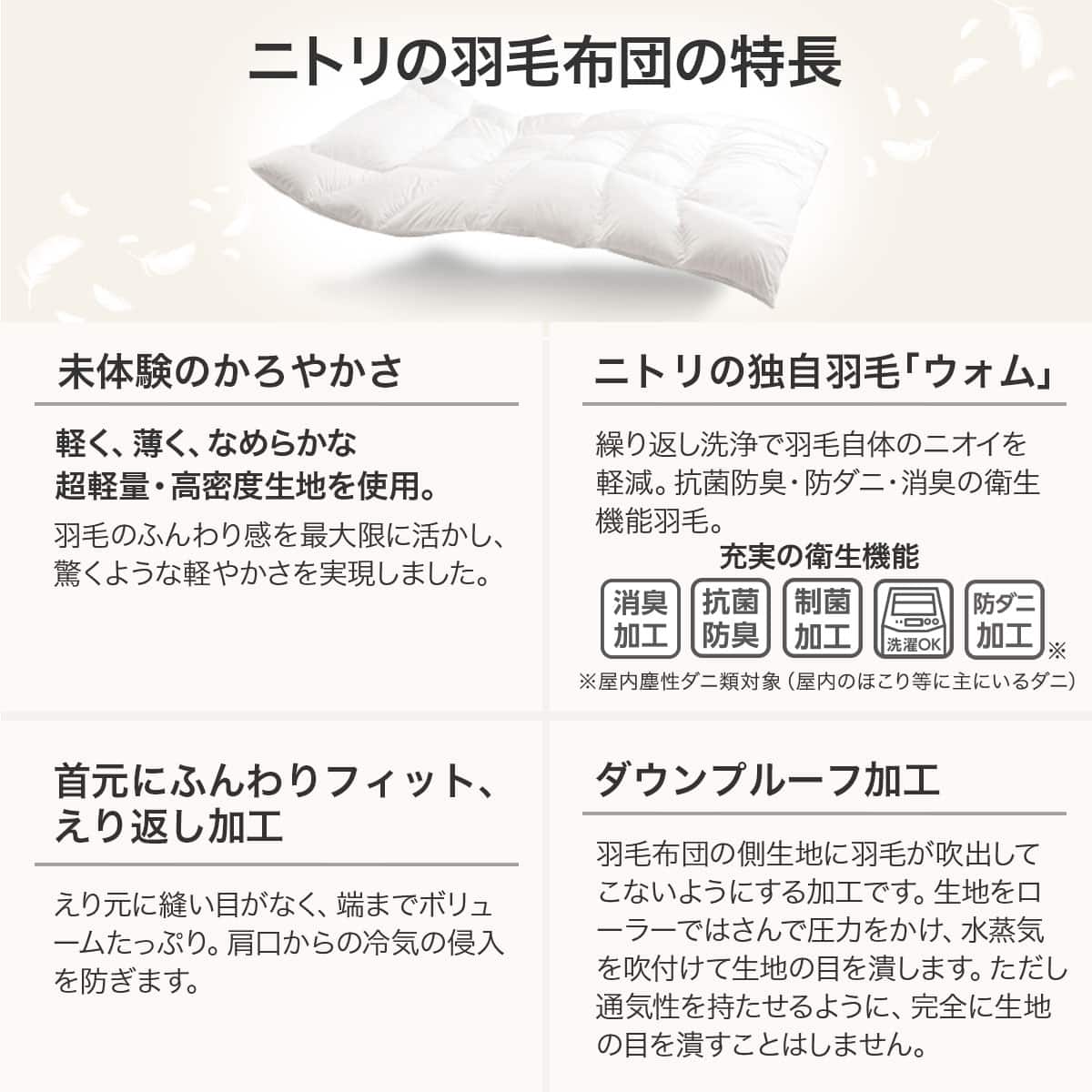 羽毛掛ふとん セミダブル(UL K2415 SD) | ニトリネット【公式】 家具