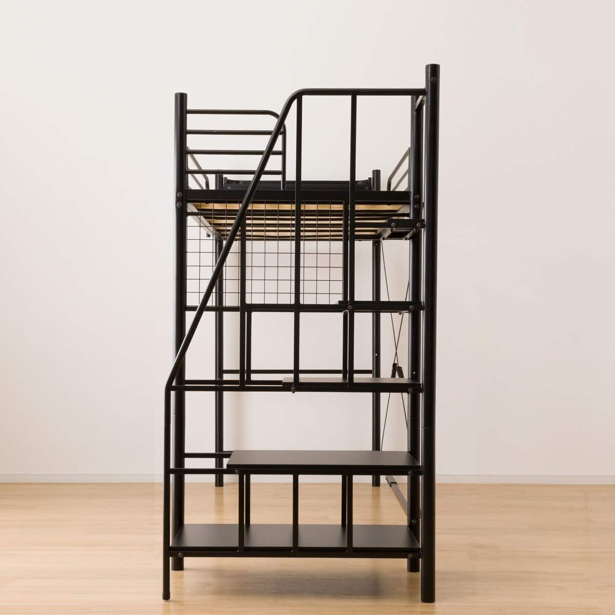 高さ2段階式階段付きロフトベッド(LB03 階段幅43cmBK) | ニトリネット