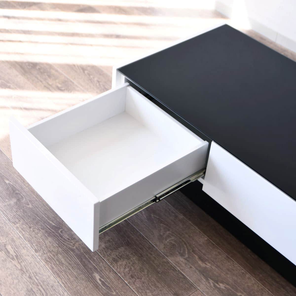 ガラス天板センターテーブル 引き出し付き (エナメル塗装 WH) | ニトリ