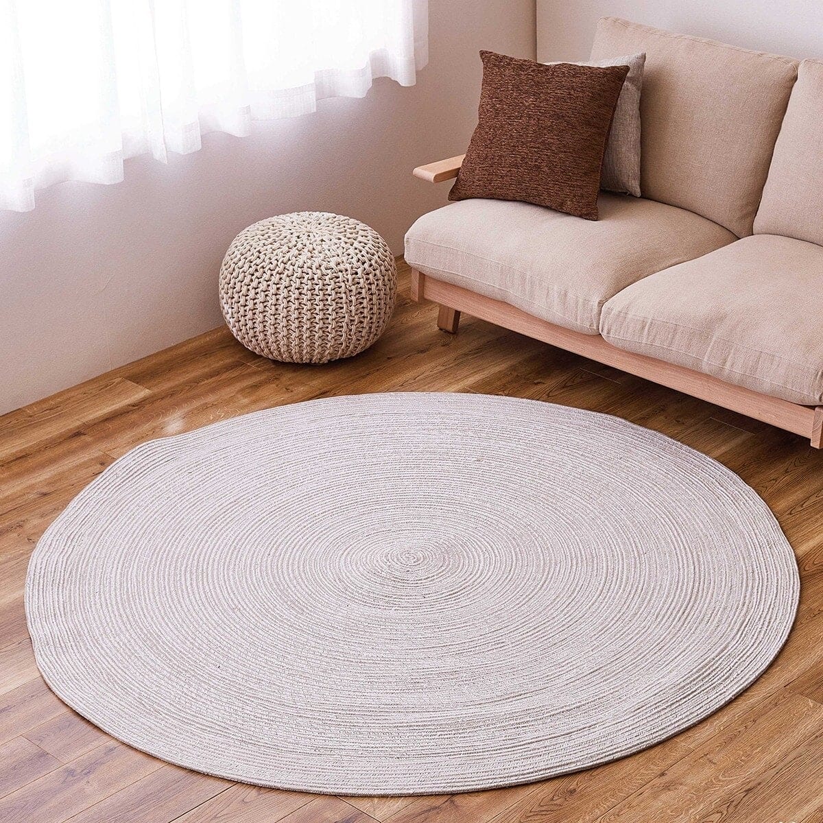コットン100％の円形ラグ 180R GY | ニトリネット【公式】 家具