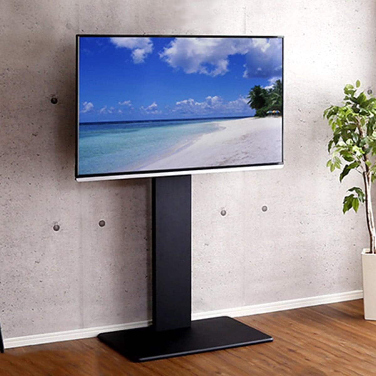 お部屋広々 首振り壁寄せテレビスタンド (S-WAT ハイタイプ BK