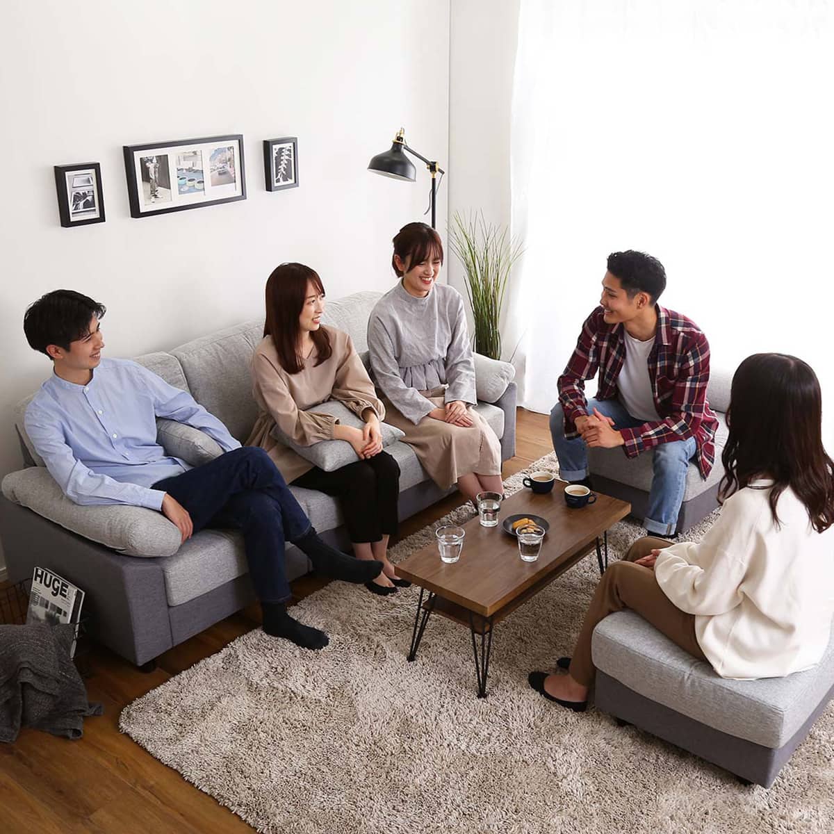 5人掛けコーナーカウチソファ 布張りツートンタイプ (GY) | ニトリ