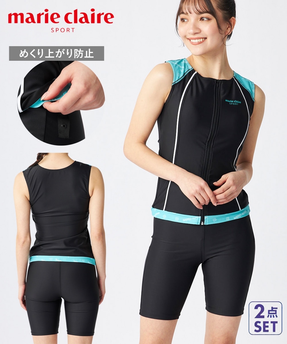 マリクレールスポーツ 配色フルZIPセパレート水着（315-300）/marie